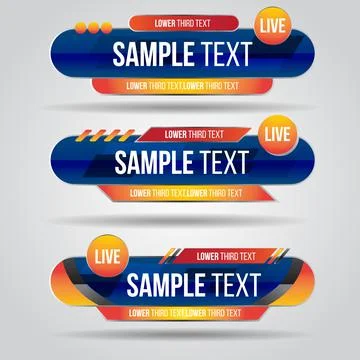Lower third blue abstract banners news sets.Video headline title template bar Stock Illustration