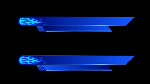 Lower third blue with blue fire, alpha, on transparency, 1080p Stock Footage 11078170