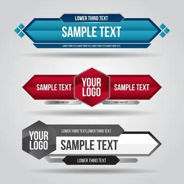 Lower third blue , red and grey design tv template modern contemporary. Set o Stock Illustration