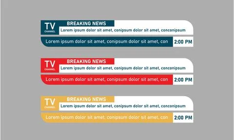 Lower third colourful breaking news design with Gray background Illustrazione stock