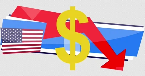 An lower third of the depreciation of the Dollar Stock Footage 161656552