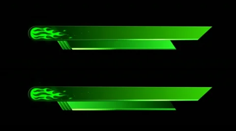 Lower third green with green fire ,  alpha, on transparency, 1080p Stock Footage 11085677