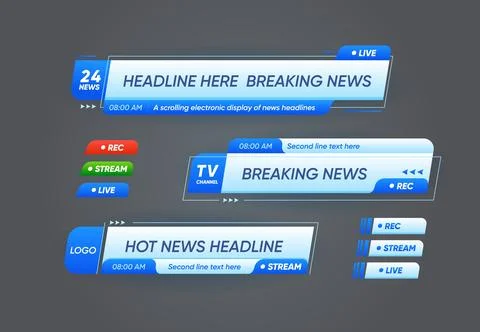 Lower third header banners for TV breaking news Stock Illustration