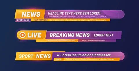 Lower third headers, news info bars and banners Ilustração Stock