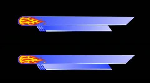Lower third light blue with fire ,  alpha, on transparency, 1080p Stock Footage 11079074