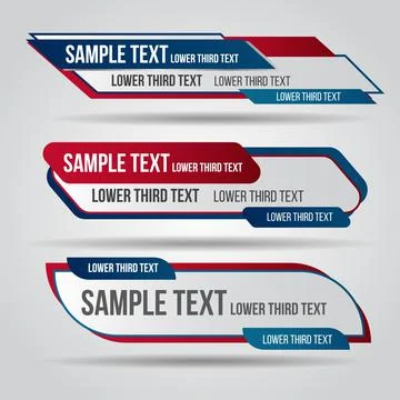 Lower third live red and blue design tv template modern contemporary. Set of Stock Illustration