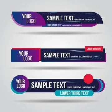 Lower third live red and blue design tv template modern contemporary. Set of Stock Illustration