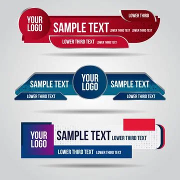 Lower third live red blue and orange design tv template modern contemporary. Stock Illustration