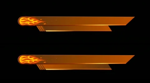 Lower third orange with fire, alpha, on transparency, 1080p Stock Footage 11086725