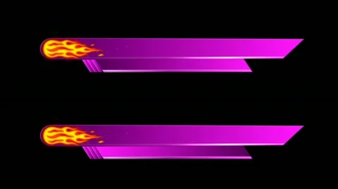 Lower third pink with fire , alpha, on transparency, 1080p Stock Footage 11087262