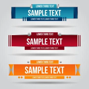 Lower third red blue and orange  design tv template modern contemporary. Set Stock Illustration