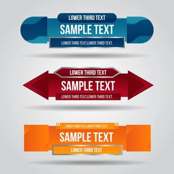 Lower third red blue and orange design tv template modern contemporary. Set o Stock Illustration