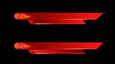 Lower third red with red fire , alpha, on transparency, 1080p Stock Footage 11088237