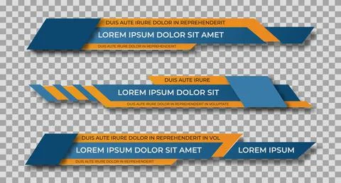 Lower third template. Set of TV banners and bars for news and sport channels, Illustrazione stock
