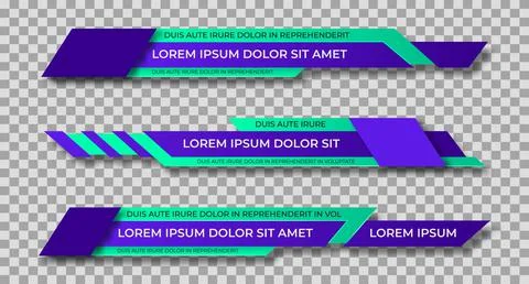 Lower third template. Set of TV banners and bars for news and sport channels, Illustrazione stock
