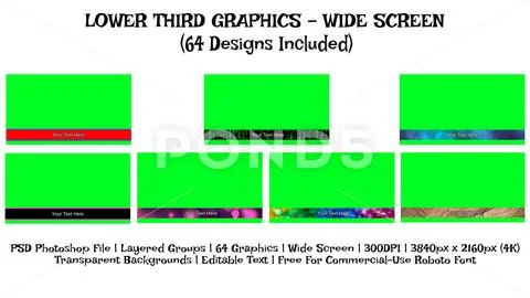 Lower Third Title Graphics, Content for Video Creators, Wide Screen Text Overlay PSD Template