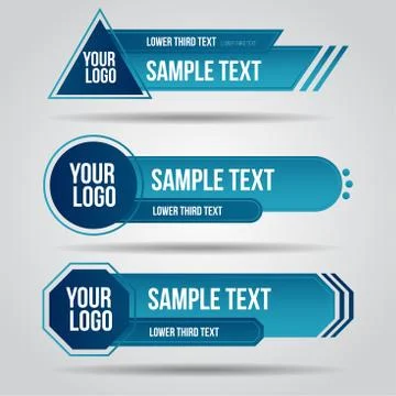 Lower third tv blue design template modern contemporary Stock Illustration