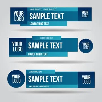 Lower third tv blue design template modern contemporary. Set of banners bar s Stock Illustration