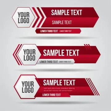 Lower third tv red design template modern contemporary. Stock Illustration