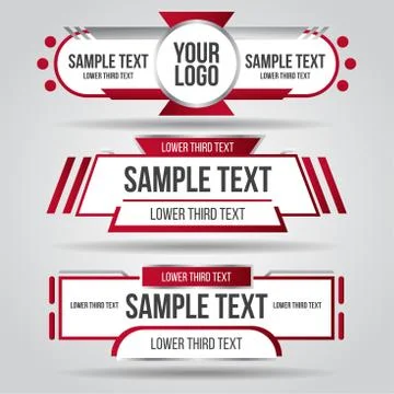 Lower third tv red design template modern contemporary. Set of banners bar sc Stock Illustration