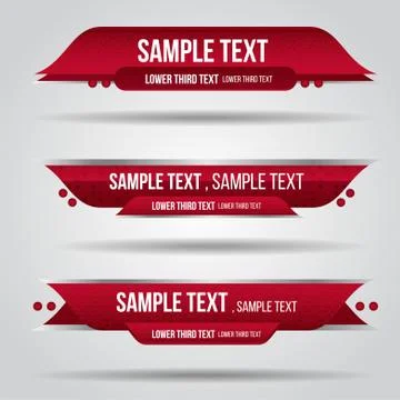 Lower third tv red design template modern contemporary. Set of banners bar sc Stock Illustration