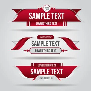 Lower third tv red design template modern contemporary. Set of banners bar sc Stock Illustration