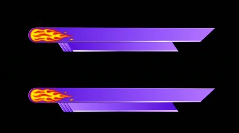 Lower third violet with fire, alpha, on transparency, 1080p Stock Footage 11088791