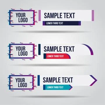 Lower third white and colorful design tv template modern contemporary Stock Illustration