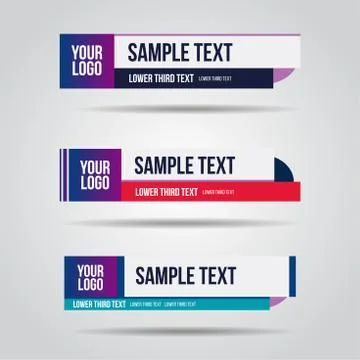 Lower third white and colorful design tv template modern contemporary Stock Illustration