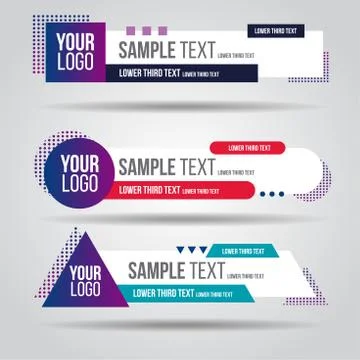 Lower third white and colorful design tv template modern Stock Illustration