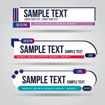 Lower third white and colorful design template modern contemporary. Set of ba Stock Illustration