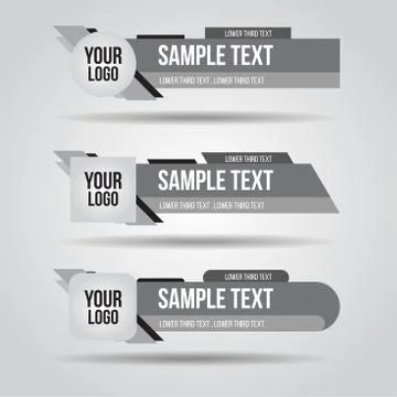 Lower third white, black and grey design tv template modern contemporary. Set Illustrazione stock