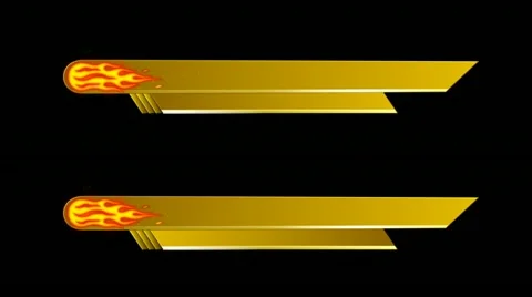 Lower third yellow with fire alpha, on transparency, 1080p Stock Footage 11096994