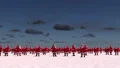 Lower Thirds animation of dozens of animated Santa characters doing a fun dance HD Footage