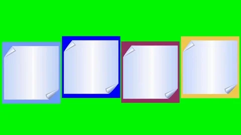 Lower thirds video with bent sticky notes paper on colorful background, green Stock Footage 75655450