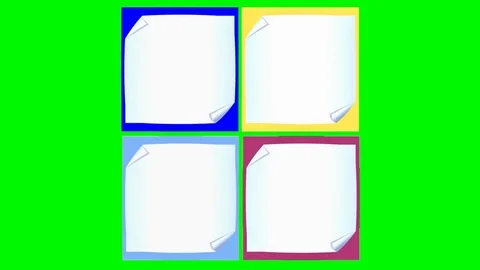 Lower thirds video with bent sticky notes paper on colorful background, green Stock Footage 76039936