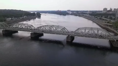 Lower Trenton Bridge. old bridge with Trenton sign Stock Footage 244187997