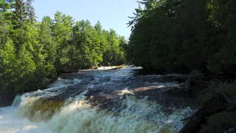 Lower Waterfall Rushing River Stock Footage 166119738