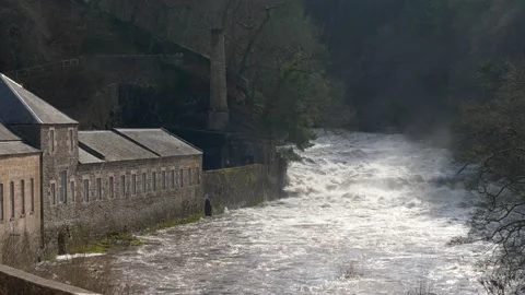 Lower Weir at New Lanark Stock-Footage 171776258