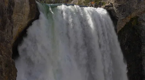 Lower Yellowstone Falls from Uncle Tom’s Trail in Yellowstone National Park Stock Footage 42152106