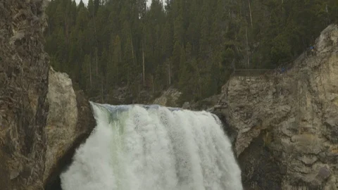 Lower Yellowstone Falls Waterfall Uncle Toms Trail Stock Footage 122223767
