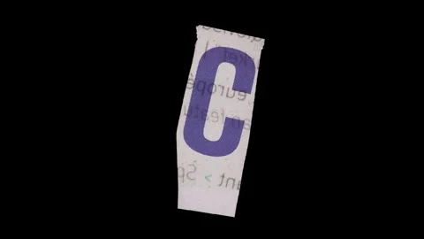 Lowercase C Letter in Paper Cut Letter. Ransom Letter style. Magazine Cut O.. Stock Footage 257000634