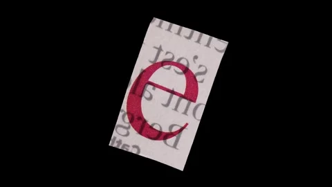 Lowercase E Letter in Paper Cut Letter. Ransom Letter style. Magazine Cut O.. Stock Footage 257000654