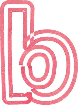Lowercase letter b drawing with Red Marker Stock Illustration