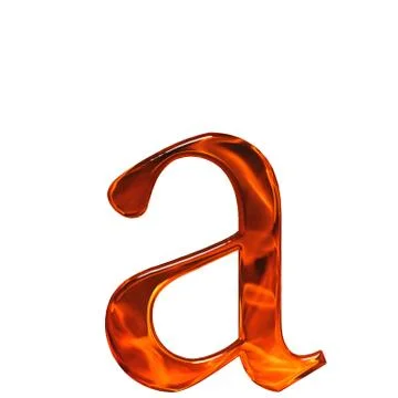 Lowercase letter a - the extruded of glass with pattern flame, isolated on wh 스톡 일러스트
