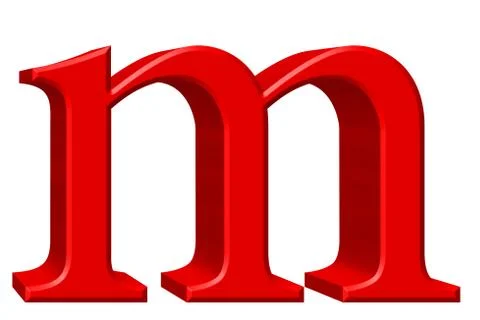 Lowercase letter M, isolated on white, with clipping path, 3D illustration Stock Illustration