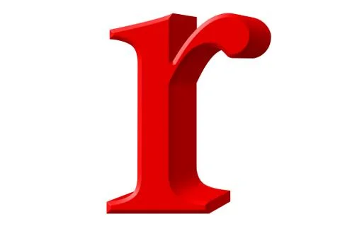 Lowercase letter R, isolated on white, with clipping path, 3D illustration Stock Illustration