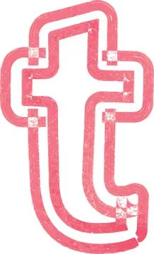 Lowercase letter t drawing with Red Marker Stock Illustration