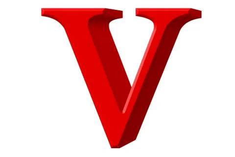 Lowercase letter V, isolated on white, with clipping path, 3D illustration Stock Illustration
