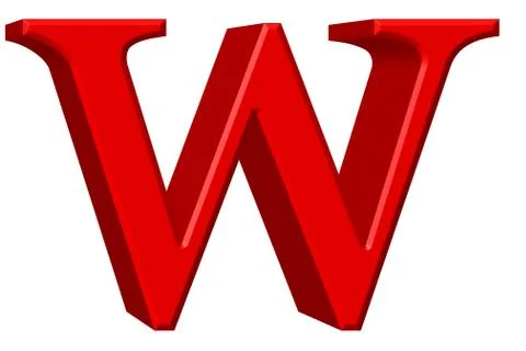 Lowercase letter W, isolated on white, with clipping path, 3D illustration Stock Illustration